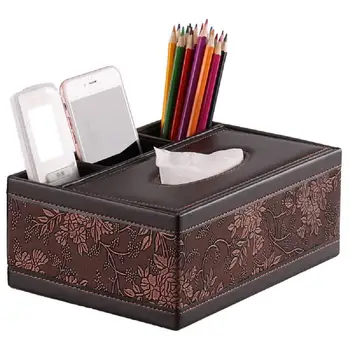 

Fashion pattern Rectangular Tissue Box Cover, Leather Pen Pencil Remote Control Cover Holder Desk Storage Box Container