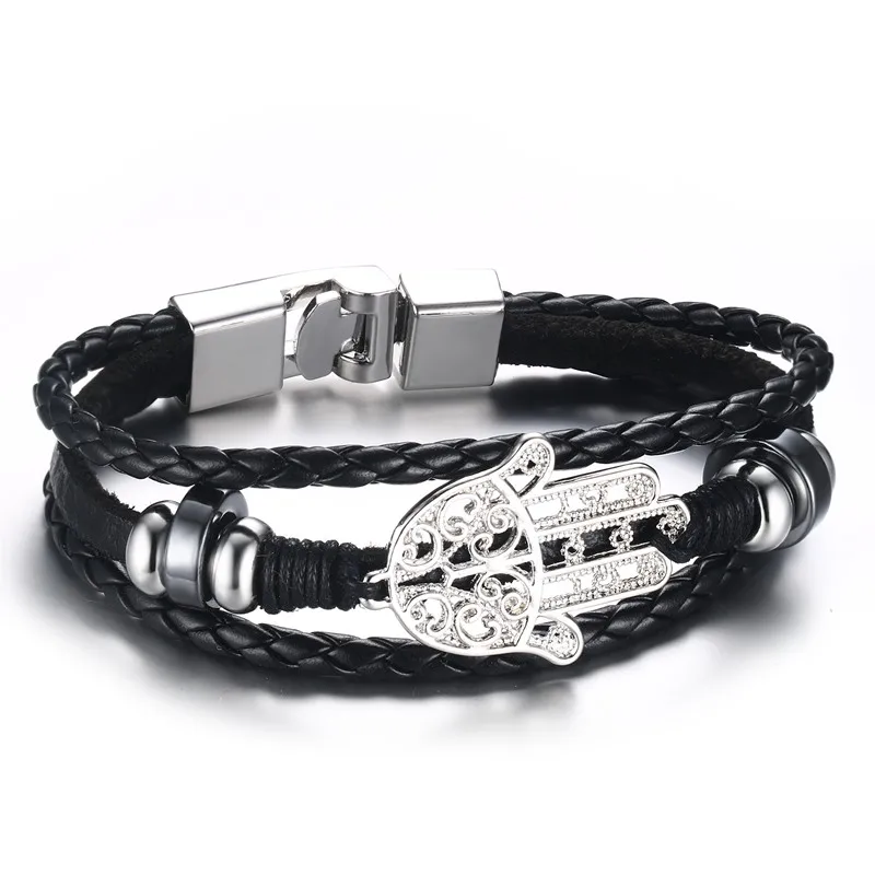 

2022 Korean version Alloy Accessories Leather Material Multi-Layer Braided Suitable For Men's Fashion And Personalized Bracelet
