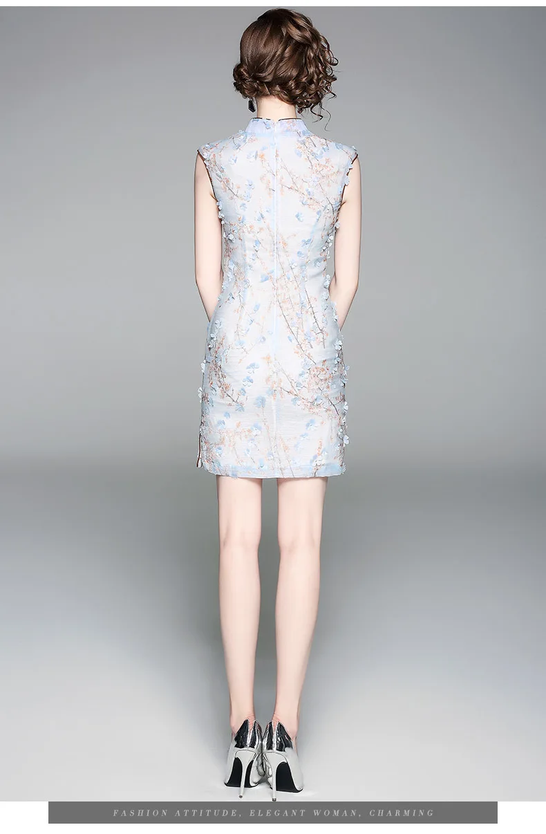 Chinese style Office work dress Superior quality Spring summer women elegant short dress Sleeveless retro Pencil dresses