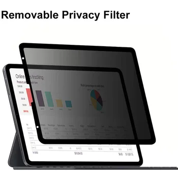 

iPad Pro 12.9 inch Fully Removable Anti-Spy Privacy Screen Protector Filter, [Landscape Privacy][Compatible with Apple Pencil]