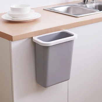 

Home Kitchen Organizer Shelf Cupboard Door Plastic Waste Bin Garbage Basket Hanger Holder Rubbish Trash Can Storage Rack 3 Color