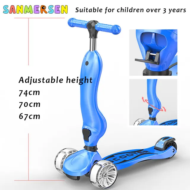Folding 3 in 1  Multi-purpose Scooter Children's Scooter Tricycle Toy Outdoor Surf scooter Toys Suitable Cool Gift For Children 5