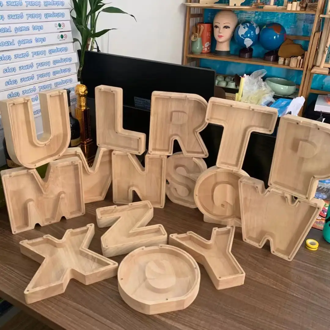 Копилка в форме буквы деревянная достаточно большая безопасная коробка для