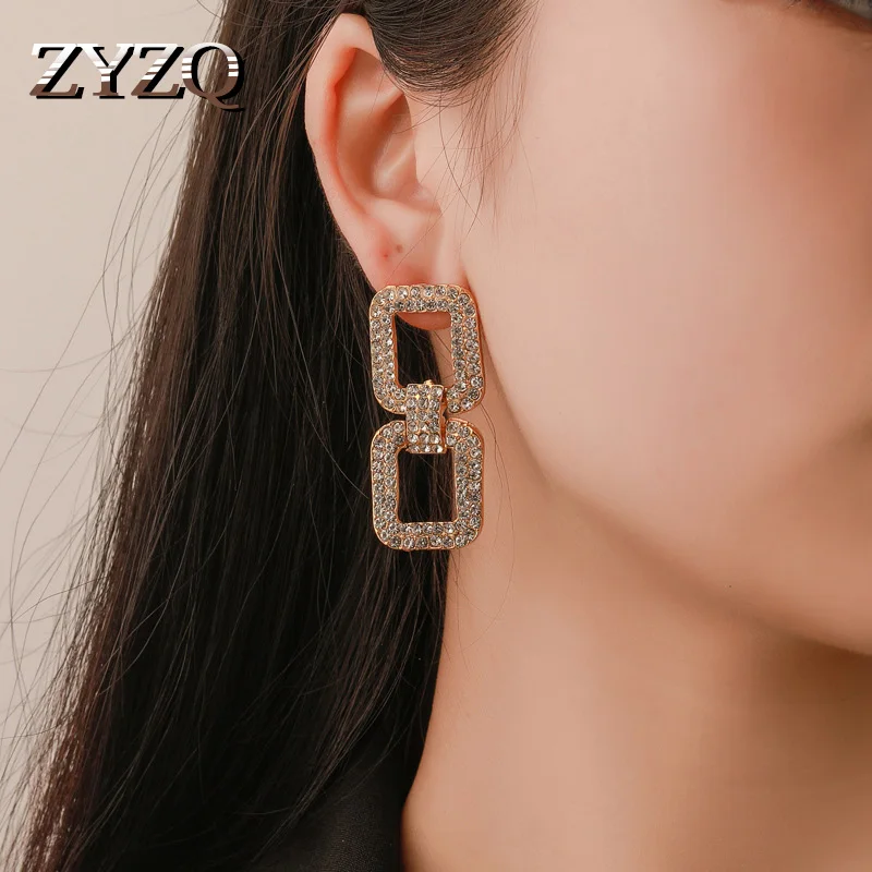 

ZYZQ Classic Eternity Luxury Women Drop Earrings With Full Shiny Stone Settings Letter Eight Shaped Party Accessories Earrings