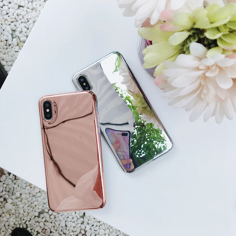 Простые зеркальные телефонные чехлы с покрытием для iphone X XR XS Max Блестящий силиконовый чехол для iphone 6 6s 7 8 7plus задняя крышка