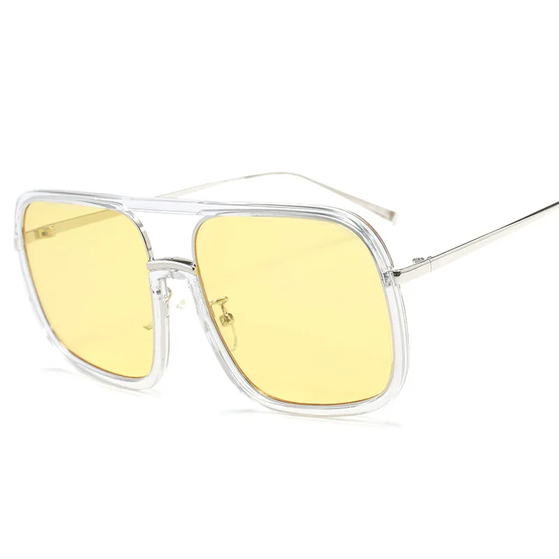 46160 Квадратные Солнцезащитные очки с большими рамами мужские и женские Модные Оттенки UV400 Винтажные Очки - Цвет линз: C5 yellow