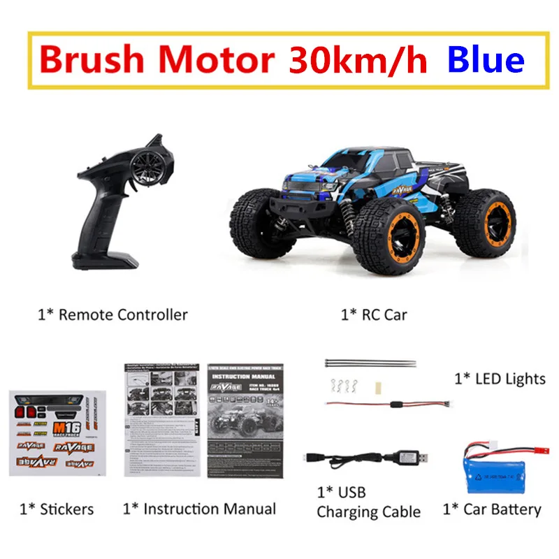 Linxtech 16889 1/16 RC автомобиль 45 км/ч бесщеточный двигатель 4WD RC гоночный автомобиль большая нога внедорожная машина RC игрушка для взрослых детей VS Wltoys 12428 - Цвет: brush 30km Blue