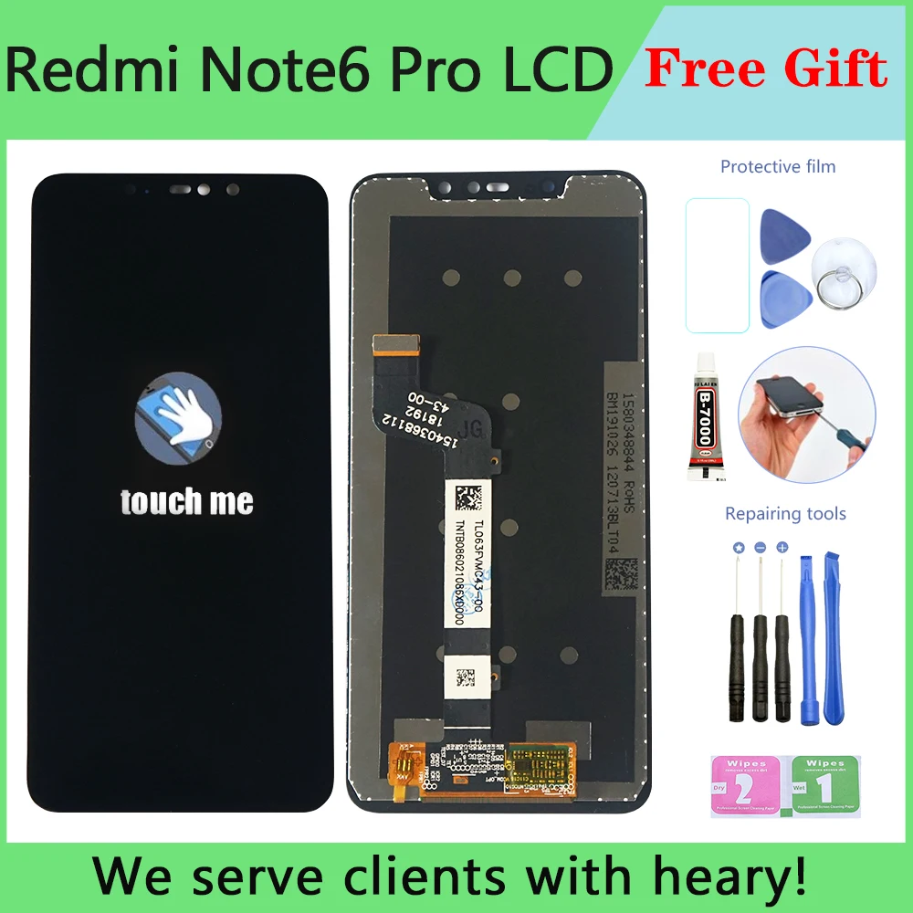 ЖК-дисплей качества AAA для Xiaomi Redmi Note 6 Pro с рамкой сенсорный экран дигитайзер Note6 в