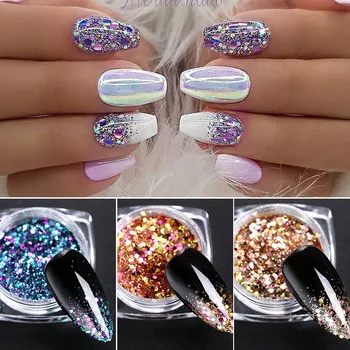

BORN PRETTY Nail Sequins AB Gradient Nail Art Pingment Glitter Flakes Dazzing Shining Nail Art Decoration Nail Accessories 1g