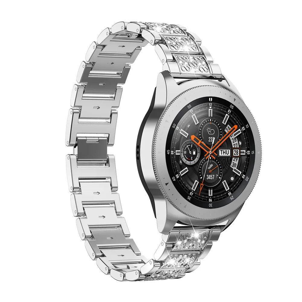 SILVER Rhinesone браслет из нержавеющей стали для samsung Galaxy Watch 42 мм металлический ремешок для samsung Active/gear S2 20 мм - Цвет ремешка: SILVER