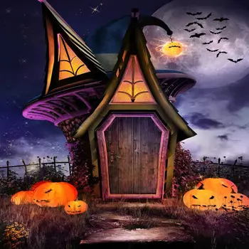 

Halloween Party Backdrop Haunted House Pumpkins Moon Night Background Baby Adult Portrait Decorations Photo Booth Studio