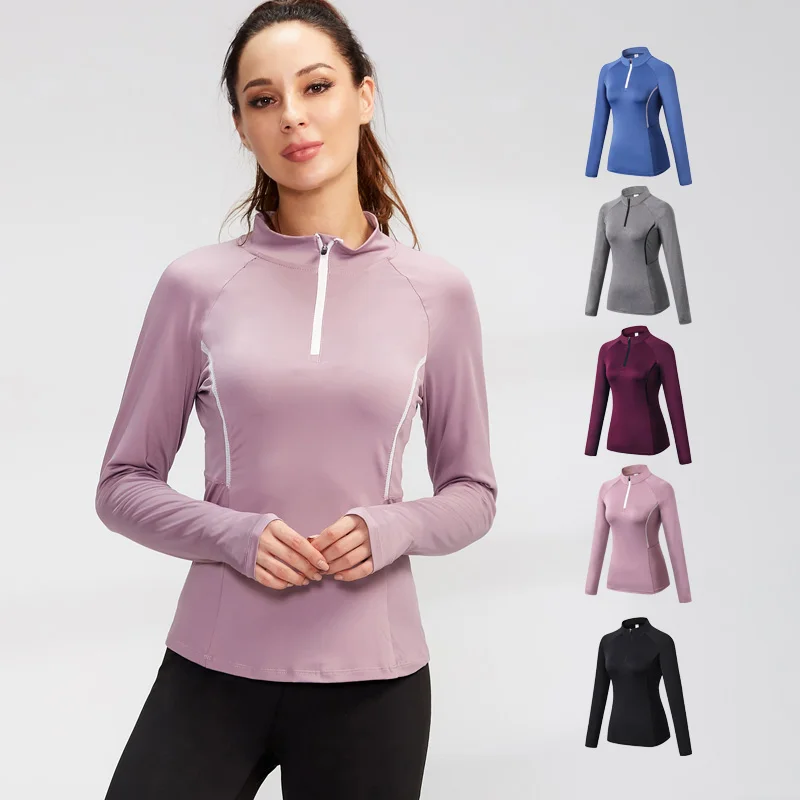 Autumn Women's Running Jacket Fitness Yoga Training Zipper Coat Sports