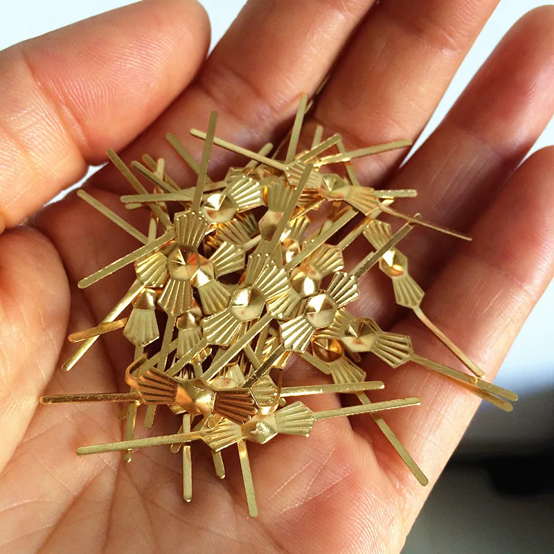 L33mm Copper Gold Butterfly Buckle/ Tie Clips Hanging Chandelier Pendants Hooks Glass Octagon Beads Connectors 50pcs
