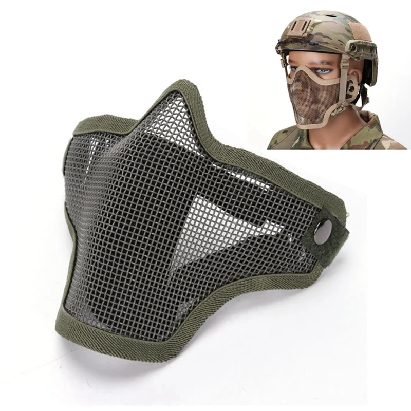 

Military Airsoft Mask Steel Metal Mesh Half Face Protective Mask Tactical Protective Strike Paintball Army Fans Tactics Mask