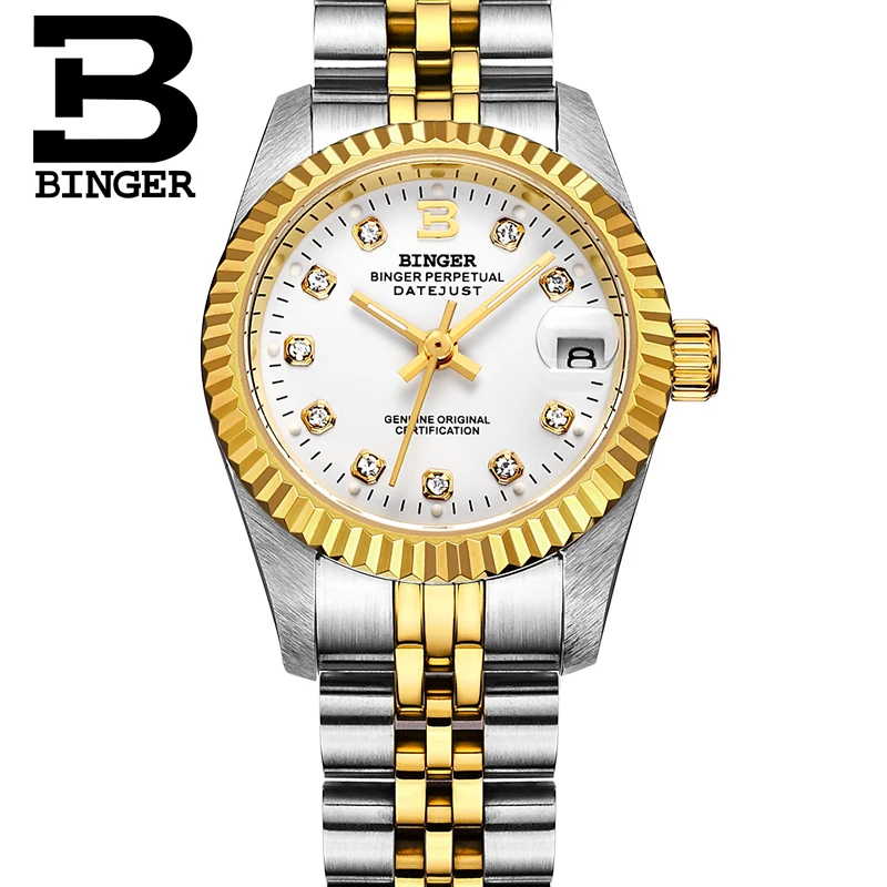 Роскошные наручные часы от швейцарского бренда BINGER Diamond женские автоматические
