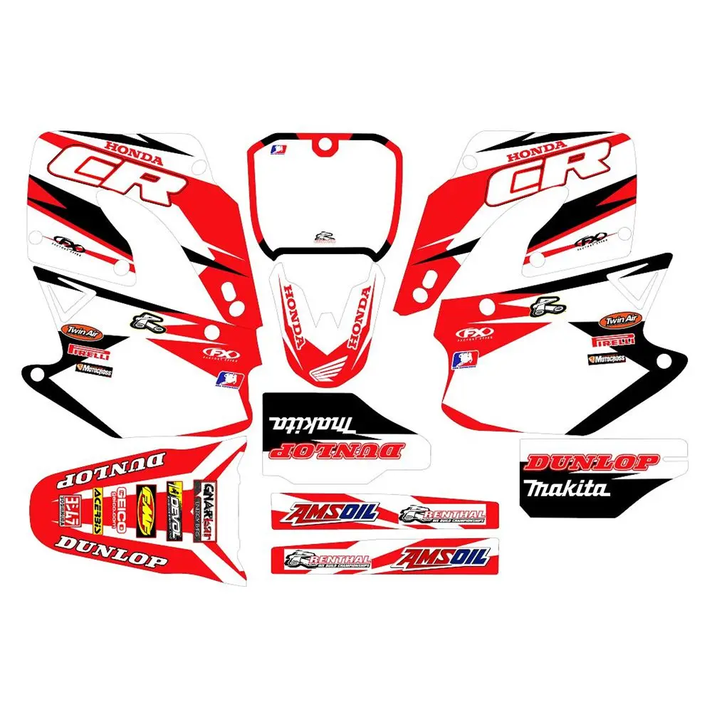 

New Full Graphics Decals Stickers Custom Number Name 3M Bright Matte Stickers Waterproof For HONDA CR125-CR250 2000-2001