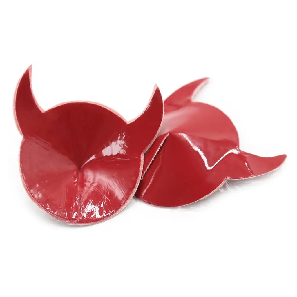 Exotic Leather Pasties Self Adhesive Horn Nipple Covers Sexy Red Devil Bra Stickers Patch Coslplay Props Women Intimate
