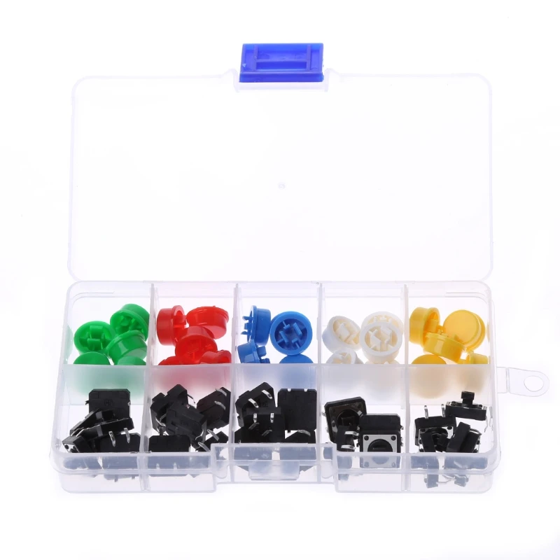 25 Pcs 12x12x7.3mm Momentary Tactile Push Button Touch Micro Switch 4P PCB w/Cap 