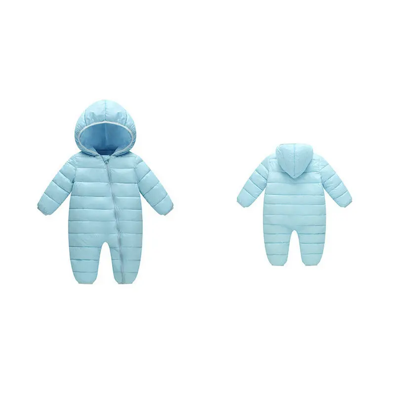 Aitonoble Winter Light Down Jacket Jumpsuit Kids Winter One-Piece suit Hooded Children Jacket Baby Outerwear