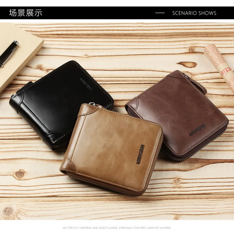 Vintage Zipper Wallet Men PU Leather Clutch Change Purse Bank Credit ID Card Holders Coin Pouch Pocket Case Cover Bag XB480