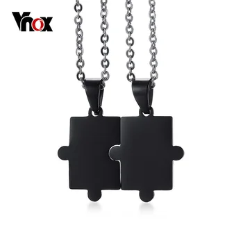 

Vnox His and Her Jigsaw Puzzle Love Necklace Stainless Steel Couple Necklace for Women Men Valentine's Jewelry Free Chain 20"