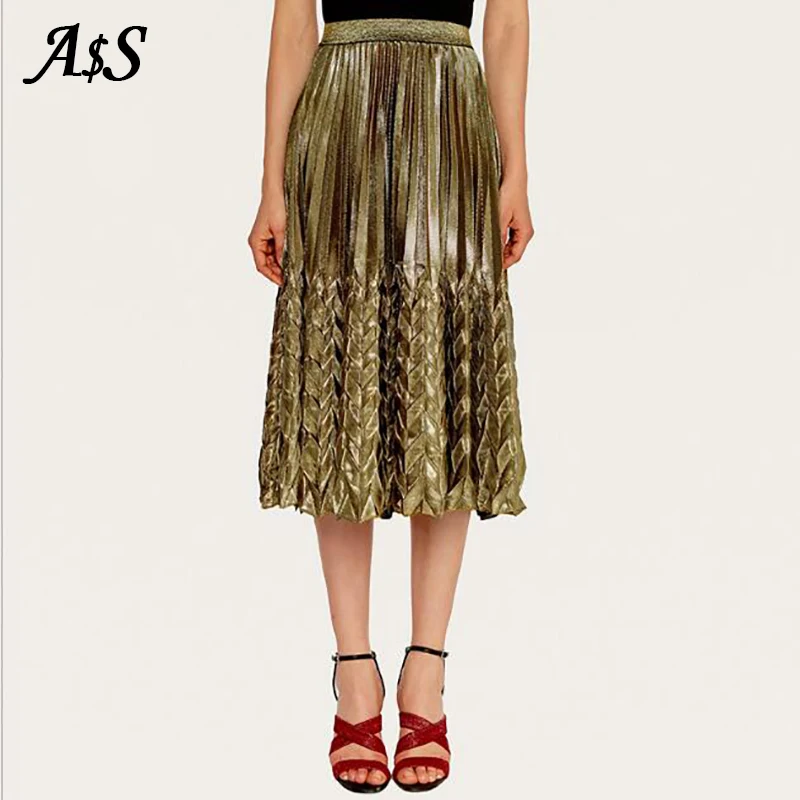 Плиссированные юбки женские юбки Женская высокая талия Vintag макси юбка Весенняя Осенняя Женская юбка мода Женская длинная Плиссированная юбка