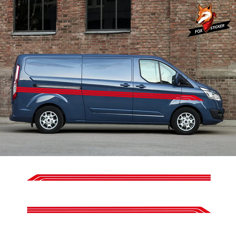 2 шт. автомобильные виниловые наклейки с боковыми полосками для Volkswagen T5 Ford Transit