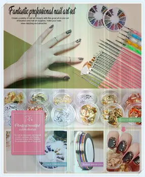 

Profession Manicure Set Point Drill Set 20 Brushes 2 Box Drills 10 Color Coil 4 Color Gold Foil Nail Manicure Set Nail Tool Kit