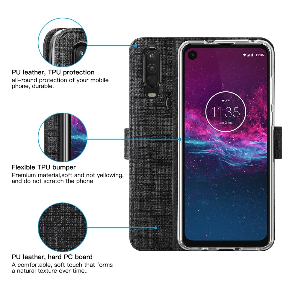 Для Motorola Moto One Action раскладной чехол с держателем карты кобура магнитное притяжение чехол Coque для Moto One Action