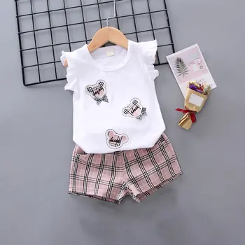 

Korean Version Sleeveless Embroidered Vest Casual Shirt Summer Clothes Two-Piece Suit For Infant Kids Baby Girls