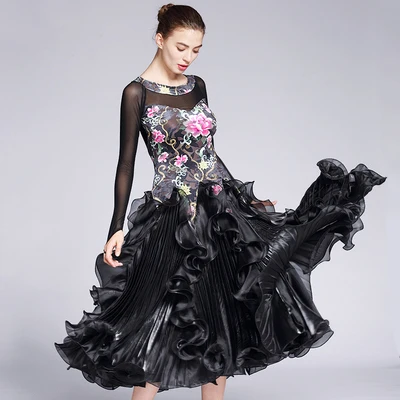 Only Dress as Photo Женская Современная Одежда для танцев с лентами, платье для бальных танцев, национальный стандарт вальс, Джазовый квадратный танцевальный костюм для выступлений - Цвет: Only Dress as Photo