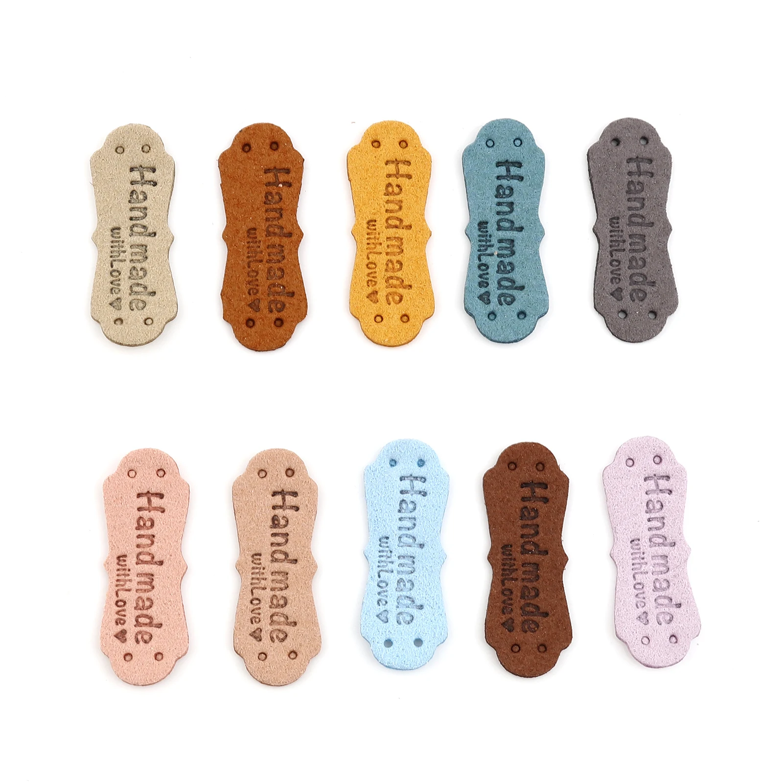 

20pcs Irregular PU Leather Labels Tags Hand Made With Love Faux Suede Leather Label For Clothes Sewing Tag Garment Accessories