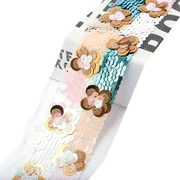 

Lychee Life 1Yard Flower Embroidery Lace Ribbon Sequin Lace Trims DIY Handmade Sewing Dress Clothes Supplies Decoration