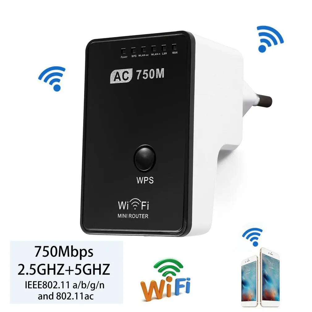 AC01 беспроводной 750 Мбит/с ретранслятор сетевой маршрутизатор Roteador Wifi сигнала расширитель диапазон расширитель усилитель мост с США/ЕС/Великобритания Разъем