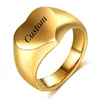 PVD 18k Gold Plated Chunky Stainless Steel Heart Signet Rings for Women Girls Fashion Jewelry Gift Waterproof 6