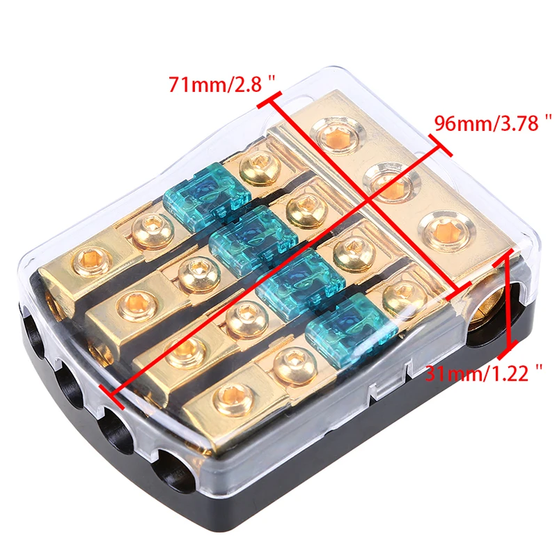 1x 30A/60A/80A/100A/150A автомобильный аудио 1 в 4 пути выхода держатель предохранителя для