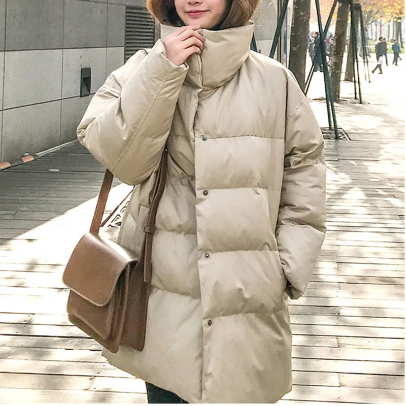 Большой размер, зимняя куртка, женская утепленная парка со стоячим воротником, Повседневная Свободная хлопковая верхняя одежда, Женская куртка