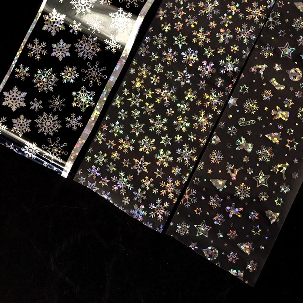 

4*100cm Christmas Theme Holographic Laser Nail Foil 3D DIY Snowflakes Manicure Nail Art Transfer Starry Sticker Nail Decorations