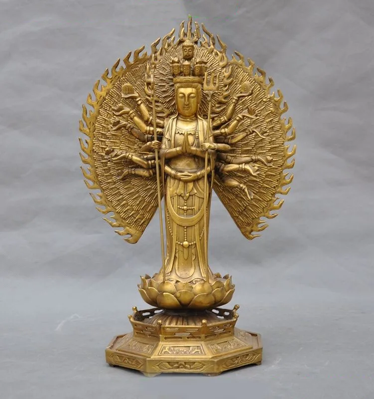 

wedding decoration Tibet Buddhism brass Avalokitesvara Kwan-Yin Guanyin Bodhisattva buddha statue
