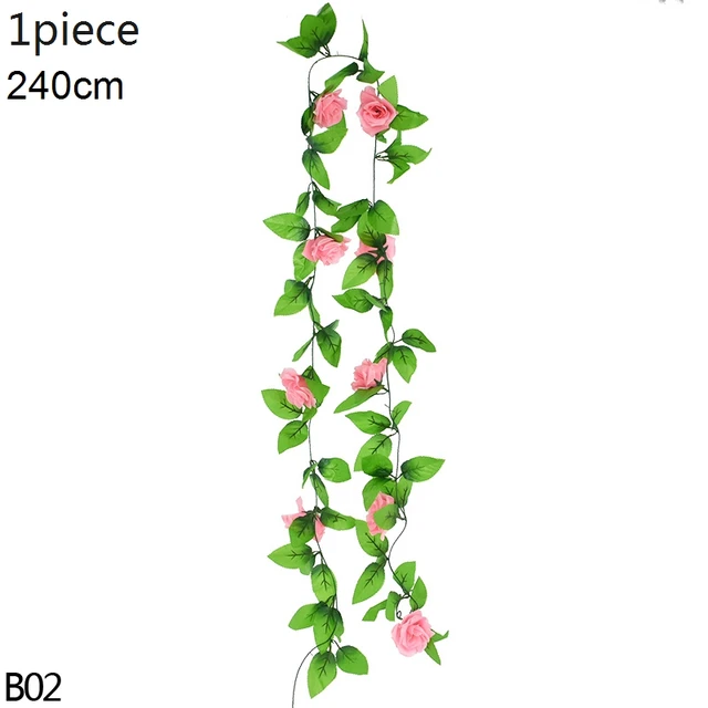 Artificial Flowers Vine Garland Wisteria Silk Artificial Rattan Hanging Flowers Romantic Wedding Arch Decoration Fake Ivy Plants B02-1pcs-pink