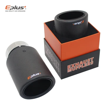

EPLUS Car carbon fiber Muffler Tip Exhaust System Matte Universal Crimping Stainless Black Exhaust Pipe Mufflers nozzle For Ak