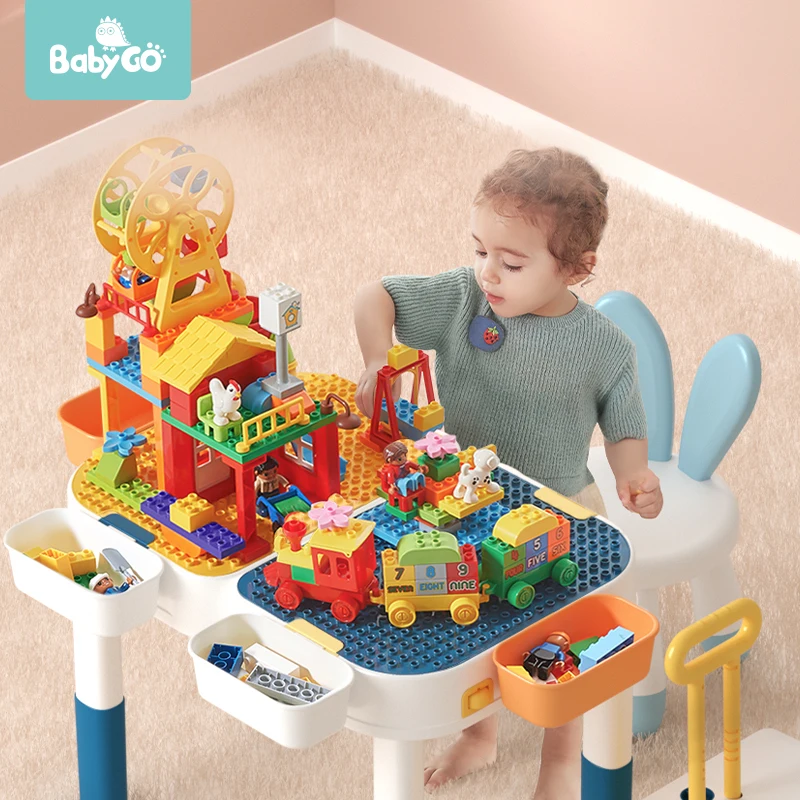 BabyGo строительные блоки Развивающие детские игрушки Воронка слайд блоки DIY Кирпичи игрушки для детей коллокация строительные игры стол