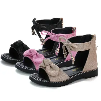 

Girls Cute Sandals 2020 Summer New Bow Princess Shoes Korean Children Baby Non-slip Beach Sandals Size 27-37