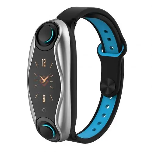 Black Blue Смарт-браслет T90, монитор сердечного ритма, кровяного давления, bluetooth-наушники, смарт-браслет, Смарт-часы, фитнес-браслет - Цвет: Black Blue