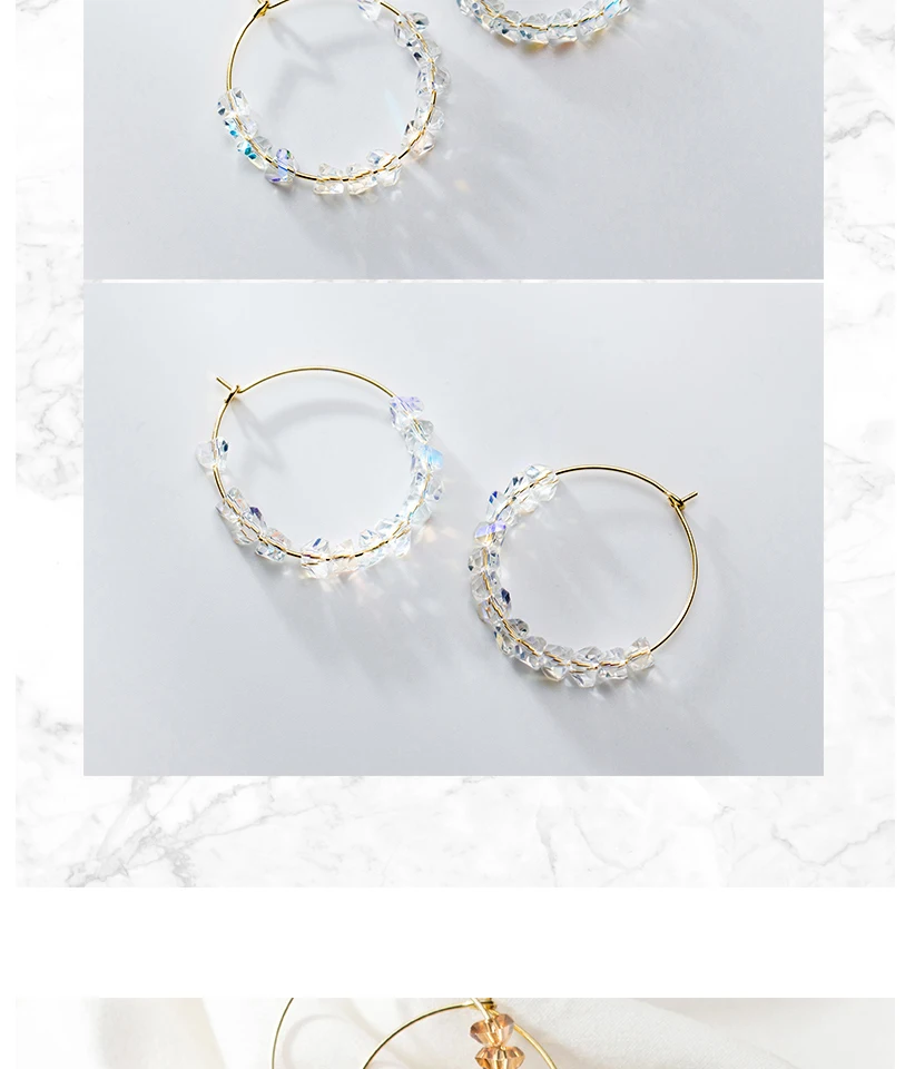 New Fashion Crystal Beads Big Circle Hoop Earrings 925 Sterling Silver Earring For Women Bohemian Wedding Engagement Jewelry (12)