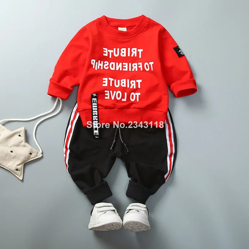 2019Kids Sets Children New Boys Two Piece Suits Autumn Baby Children's Movement of Foreign Trade Coat+pant Sport Sets 0-4 Ages