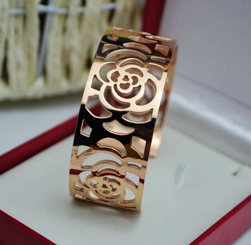 

Camellia Bangle Titanium Steel rose gold high Quality Bracelet&Bangle Jewelry