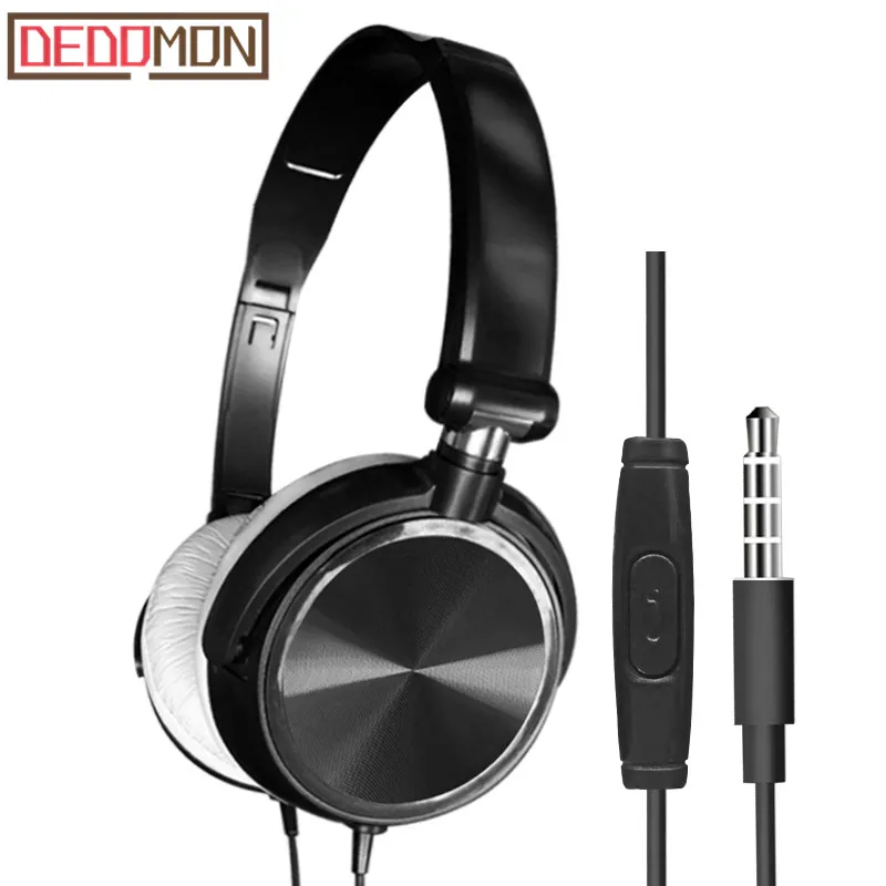 Новые проводные наушники с микрофоном Накладные бас HiFi Звук музыка стерео для