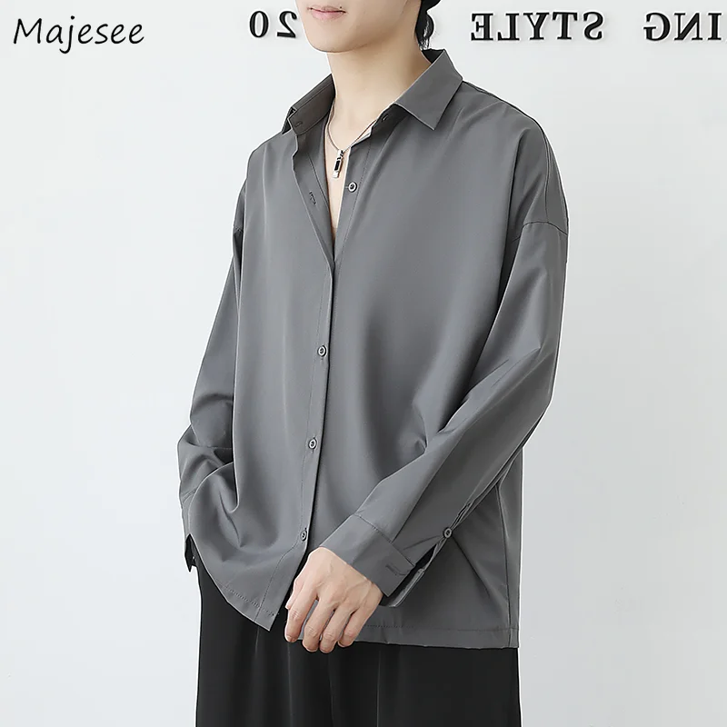 

Long Sleeve Shirts Men Fashion Solid Plus Size 3XL Social Formal Business Cozy Handsome Korean Leisure Basic Simple Sheer Camisa