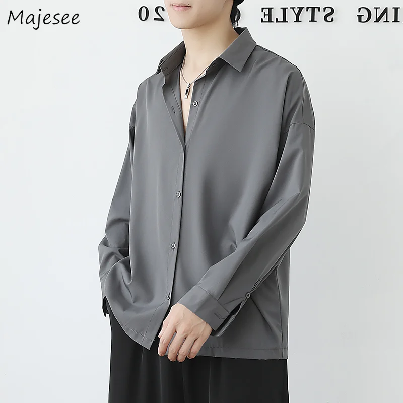 Camicie a maniche lunghe moda uomo Solid Plus Size 3XL Social Formal Business accogliente bello coreano per il tempo libero Basic Simple Sheer Camisa